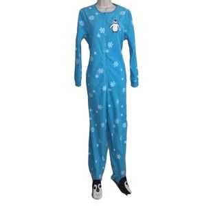 Nick & Nora one piece pajama fleece s blue